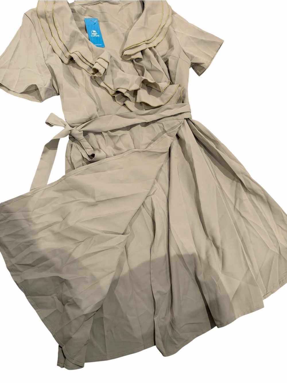 Cupshe Pistachio Tiered Ruffle Wrap Mini Dress - Picture 5 of 12
